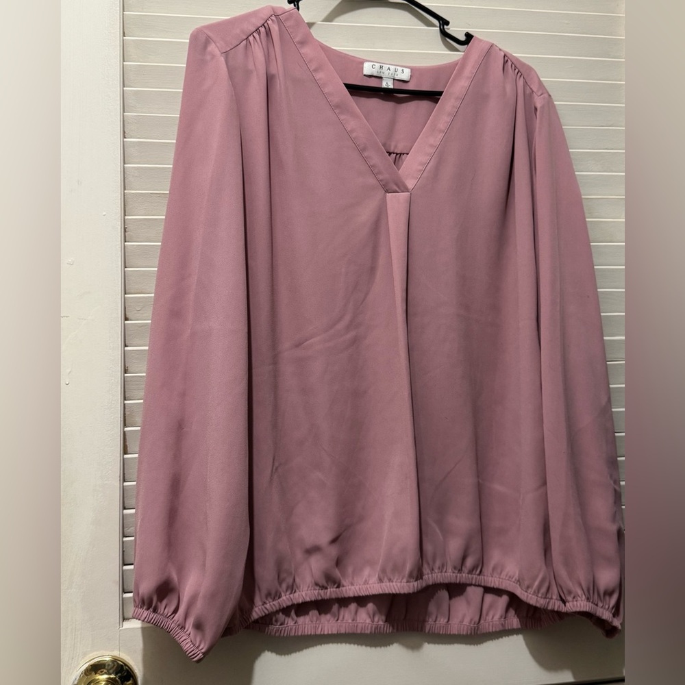 EUC Women’s Elegant Mauve V-Neck Blouse